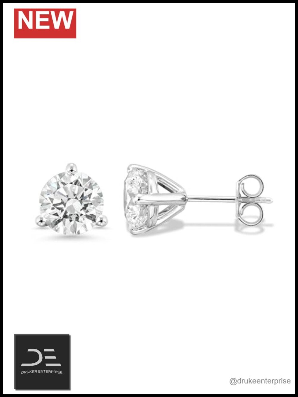 1.50 cttw Lab Grown Diamond Stud Earrings 14K White Gold IGI Certified